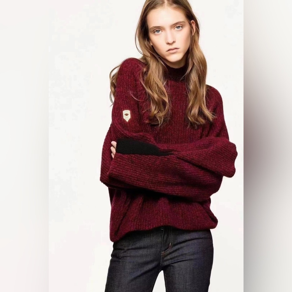 NWT Zadig & Voltaire Lola Dark Red Wool Sweater